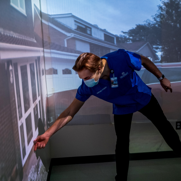 Nursing students make virtual at-home visit using new technology in the DeVos Center for Interprofessional Health